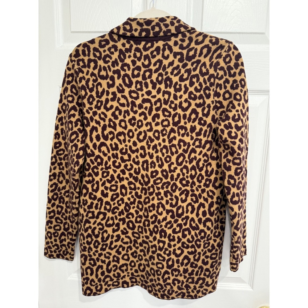 Ann Taylor Leopard Print Knit Blazer Cardigan Tan Brown Animal Print Small - Picture 4 of 4